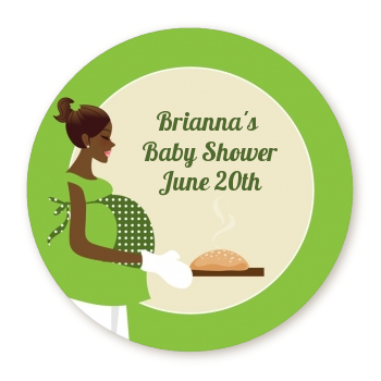  Bun in the Oven Neutral - Round Personalized Baby Shower Sticker Labels Caucasian