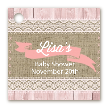 Burlap Chic - Personalized Baby Shower Card Stock Favor Tags