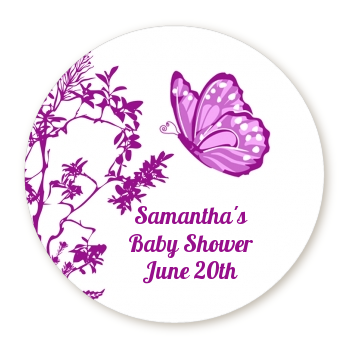  Butterfly - Round Personalized Baby Shower Sticker Labels 