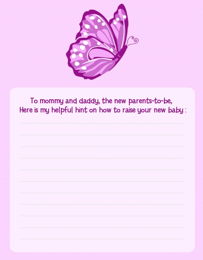 Butterfly - Baby Shower Notes of Advice