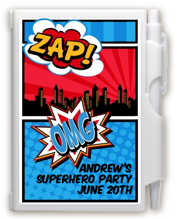 Calling All Superheroes - Birthday Party Personalized Notebook Favor