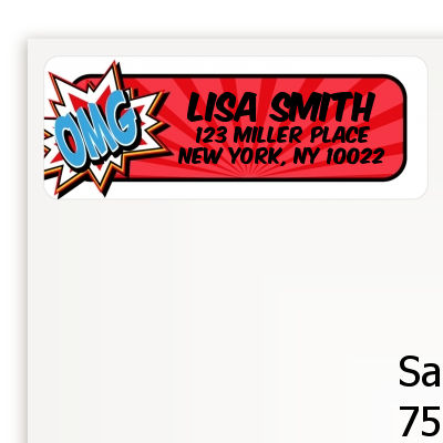 Calling All Superheroes - Birthday Party Return Address Labels
