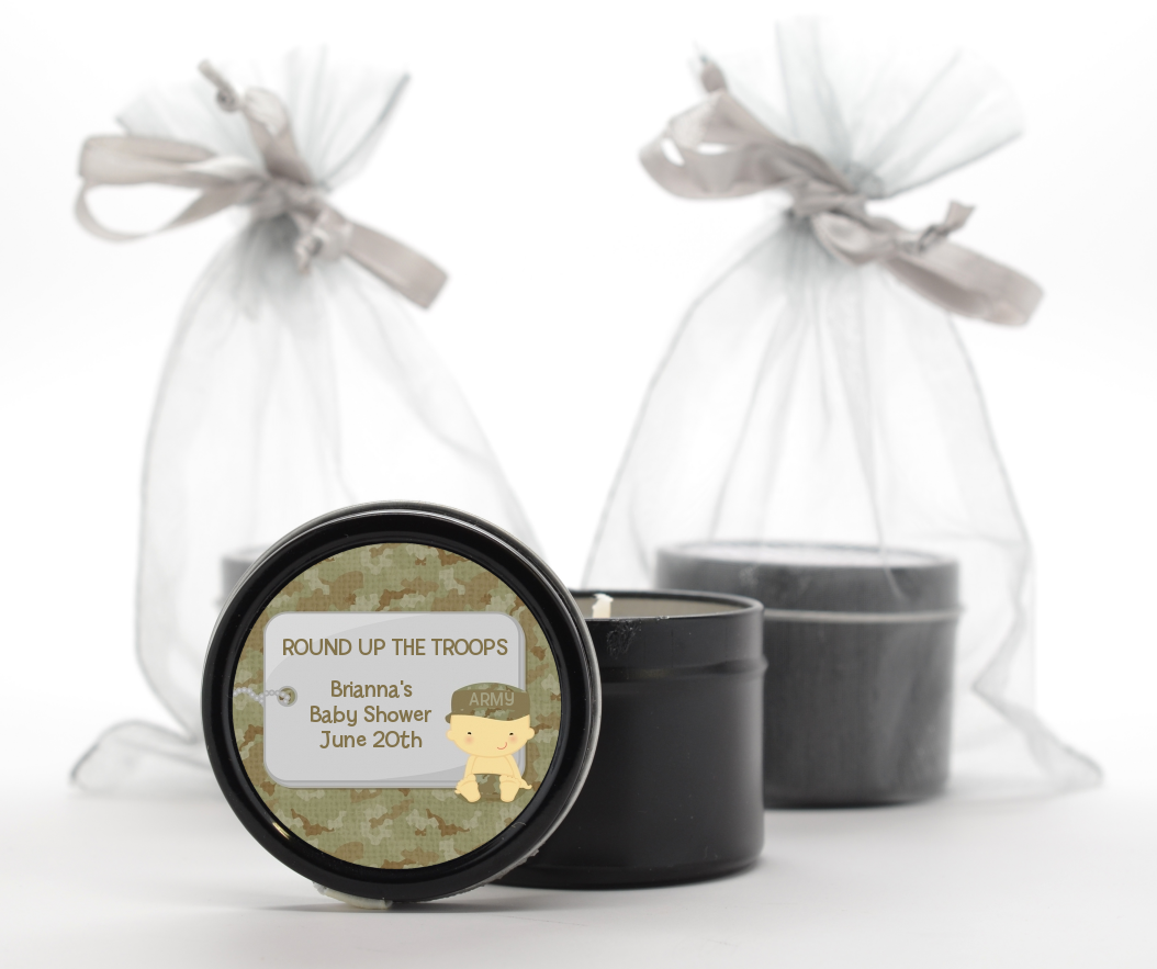  Camo Military - Baby Shower Black Candle Tin Favors Caucasian