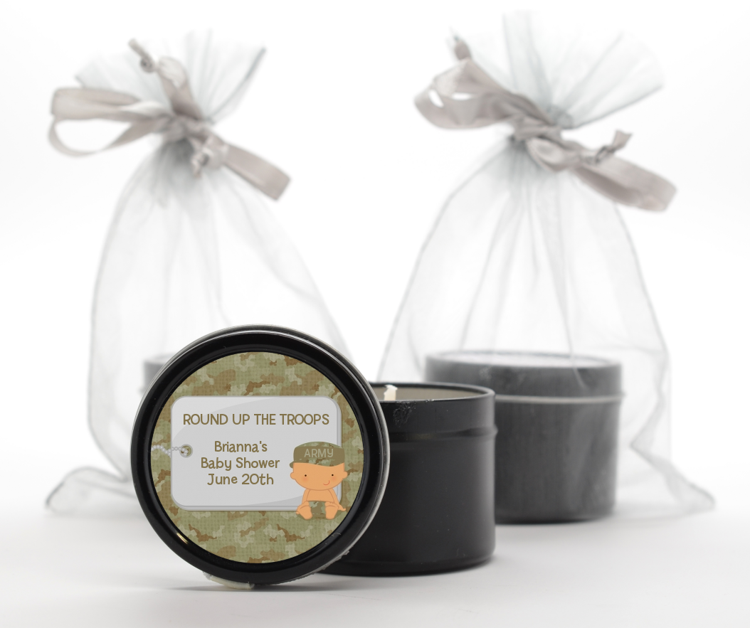  Camo Military - Baby Shower Black Candle Tin Favors Caucasian