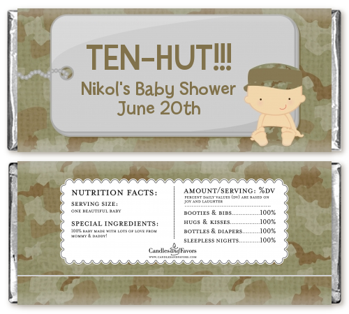  Camo Military - Personalized Baby Shower Candy Bar Wrappers Caucasian