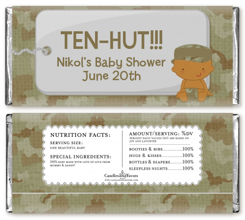  Camo Military - Personalized Baby Shower Candy Bar Wrappers Caucasian