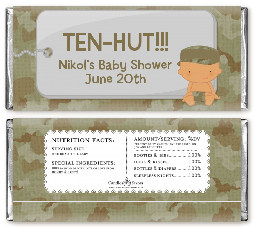  Camo Military - Personalized Baby Shower Candy Bar Wrappers Caucasian