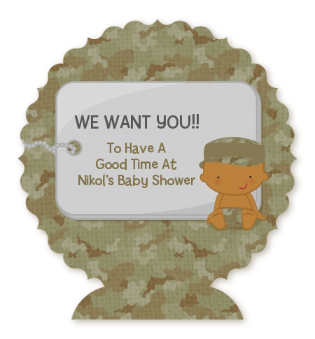  Camo Military - Personalized Baby Shower Centerpiece Stand Caucasian