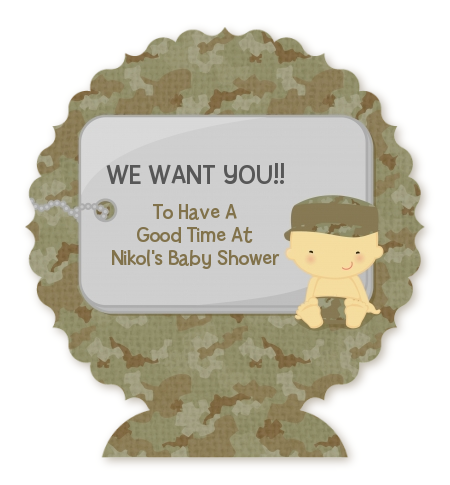  Camo Military - Personalized Baby Shower Centerpiece Stand Caucasian