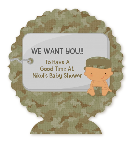  Camo Military - Personalized Baby Shower Centerpiece Stand Caucasian