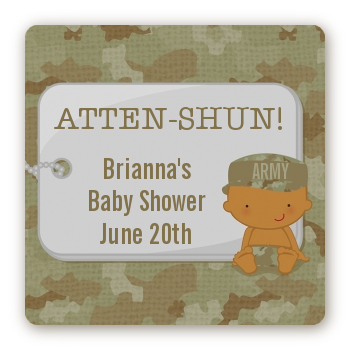  Camo Military - Square Personalized Baby Shower Sticker Labels Caucasian