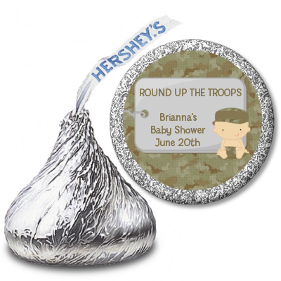  Camo Military - Hershey Kiss Baby Shower Sticker Labels Caucasian