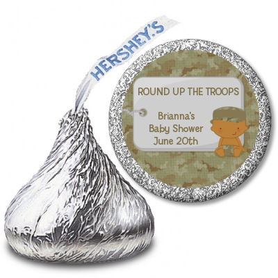  Camo Military - Hershey Kiss Baby Shower Sticker Labels Caucasian