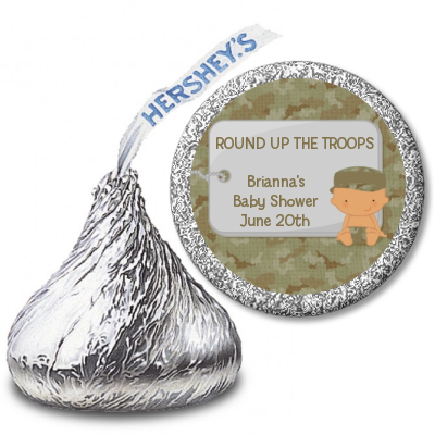  Camo Military - Hershey Kiss Baby Shower Sticker Labels Caucasian
