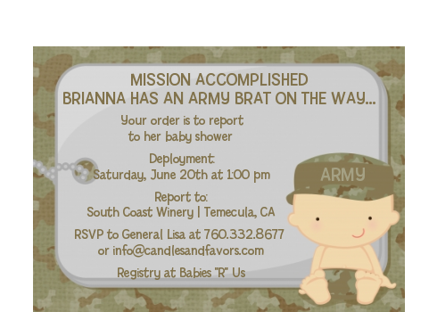  Camo Military - Baby Shower Petite Invitations Caucasian