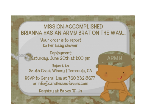  Camo Military - Baby Shower Petite Invitations Caucasian