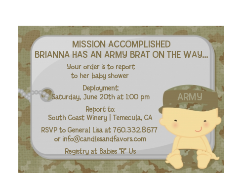  Camo Military - Baby Shower Petite Invitations Caucasian