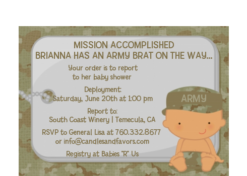  Camo Military - Baby Shower Petite Invitations Caucasian