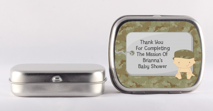  Camo Military - Personalized Baby Shower Mint Tins Caucasian