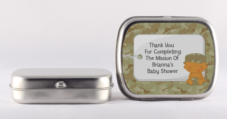  Camo Military - Personalized Baby Shower Mint Tins Caucasian