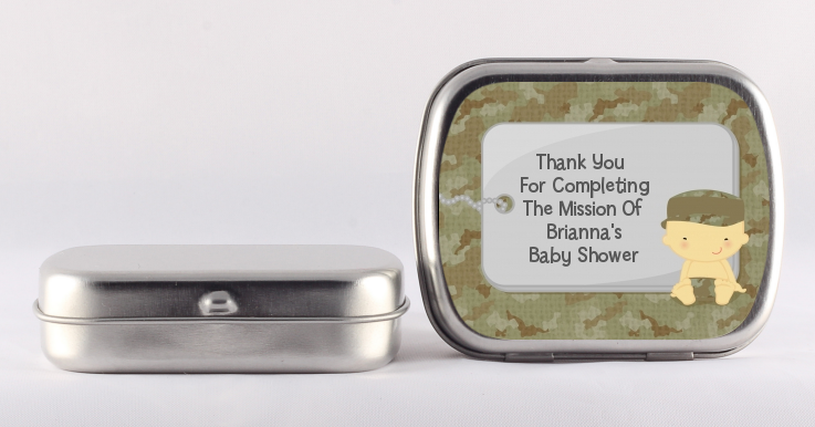  Camo Military - Personalized Baby Shower Mint Tins Caucasian