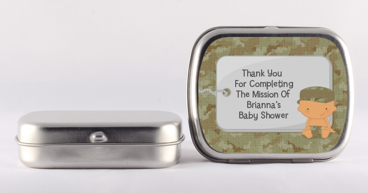  Camo Military - Personalized Baby Shower Mint Tins Caucasian