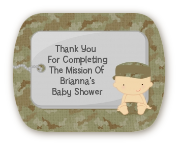  Camo Military - Personalized Baby Shower Rounded Corner Stickers Caucasian