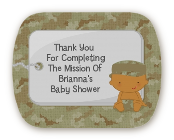  Camo Military - Personalized Baby Shower Rounded Corner Stickers Caucasian