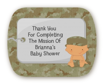  Camo Military - Personalized Baby Shower Rounded Corner Stickers Caucasian