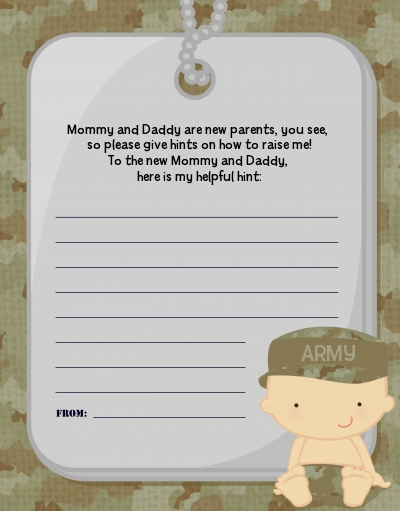  Camo Military - Baby Shower Notes of Advice Caucasian