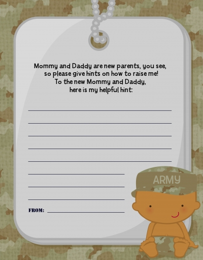  Camo Military - Baby Shower Notes of Advice Caucasian