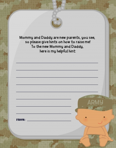  Camo Military - Baby Shower Notes of Advice Caucasian