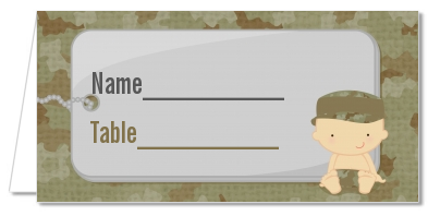  Camo Military - Personalized Baby Shower Place Cards Caucasian