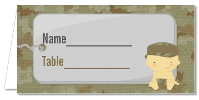  Camo Military - Personalized Baby Shower Place Cards Caucasian