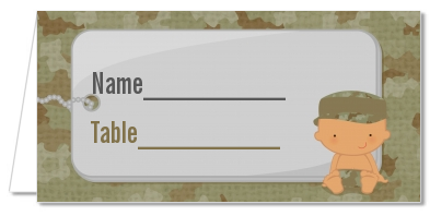  Camo Military - Personalized Baby Shower Place Cards Caucasian