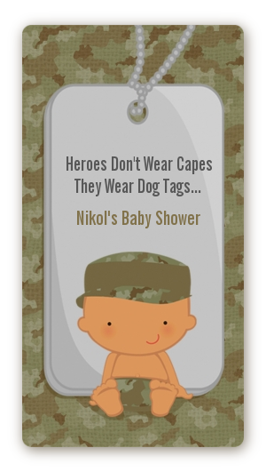  Camo Military - Custom Rectangle Baby Shower Sticker/Labels Caucasian