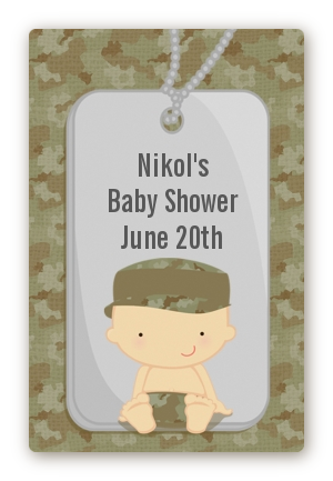  Camo Military - Custom Large Rectangle Baby Shower Sticker/Labels Caucasian