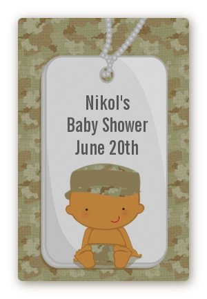  Camo Military - Custom Large Rectangle Baby Shower Sticker/Labels Caucasian