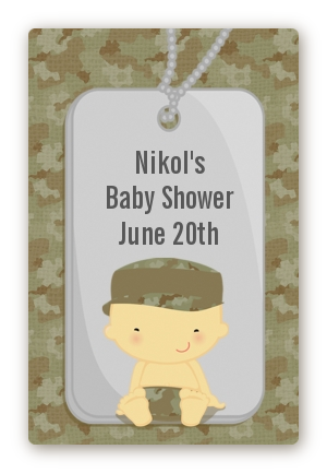  Camo Military - Custom Large Rectangle Baby Shower Sticker/Labels Caucasian