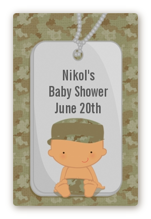  Camo Military - Custom Large Rectangle Baby Shower Sticker/Labels Caucasian