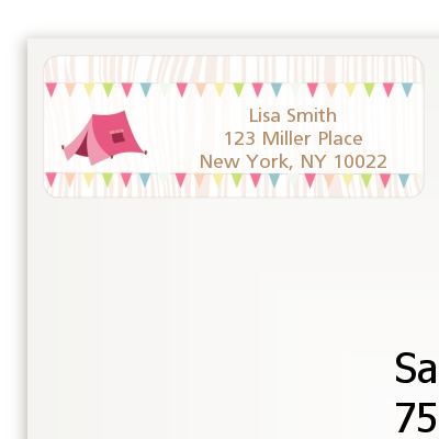 Camping Glam Style - Birthday Party Return Address Labels