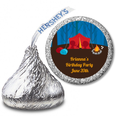 Camping - Hershey Kiss Birthday Party Sticker Labels