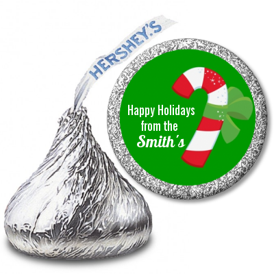 Candy Cane - Hershey Kiss Christmas Sticker Labels