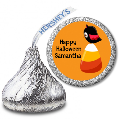 Candy Corn with Bird - Hershey Kiss Halloween Sticker Labels