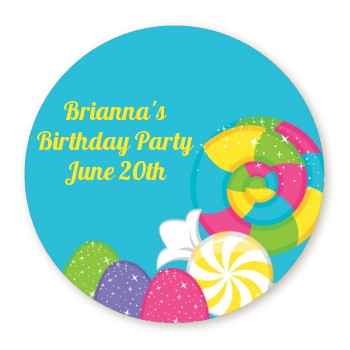  Candy Land - Round Personalized Birthday Party Sticker Labels 