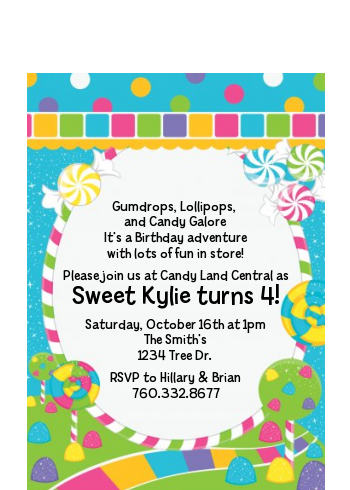 Candy Land - Birthday Party Petite Invitations