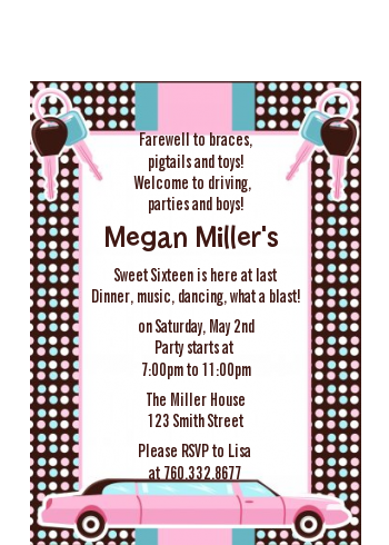 Car Keys | Sweet 16 - Birthday Party Petite Invitations