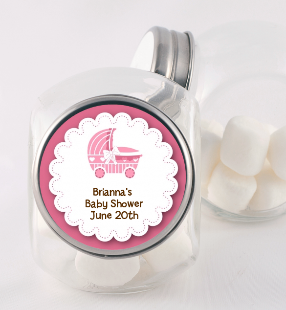  Carriage - Personalized Baby Shower Candy Jar Blue