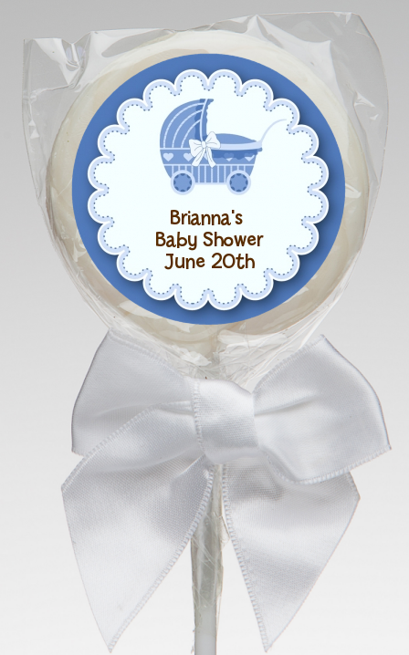  Carriage - Personalized Baby Shower Lollipop Favors Blue