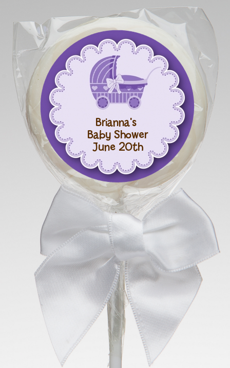 Carriage - Personalized Baby Shower Lollipop Favors Blue